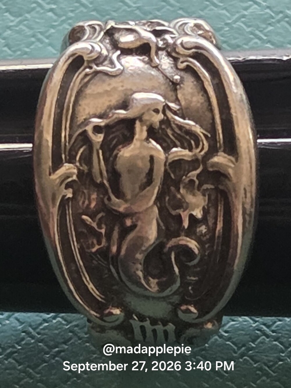 Sterling Silver Mermaid Spoon Ring Water Nymph Art Nuevo Handmade